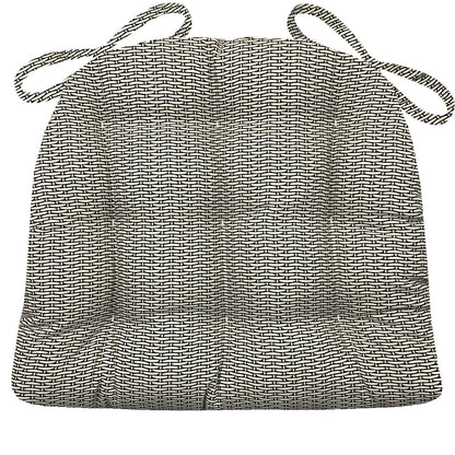 black basketweave pattern natural cotton chair pad with ties - barnett home decor