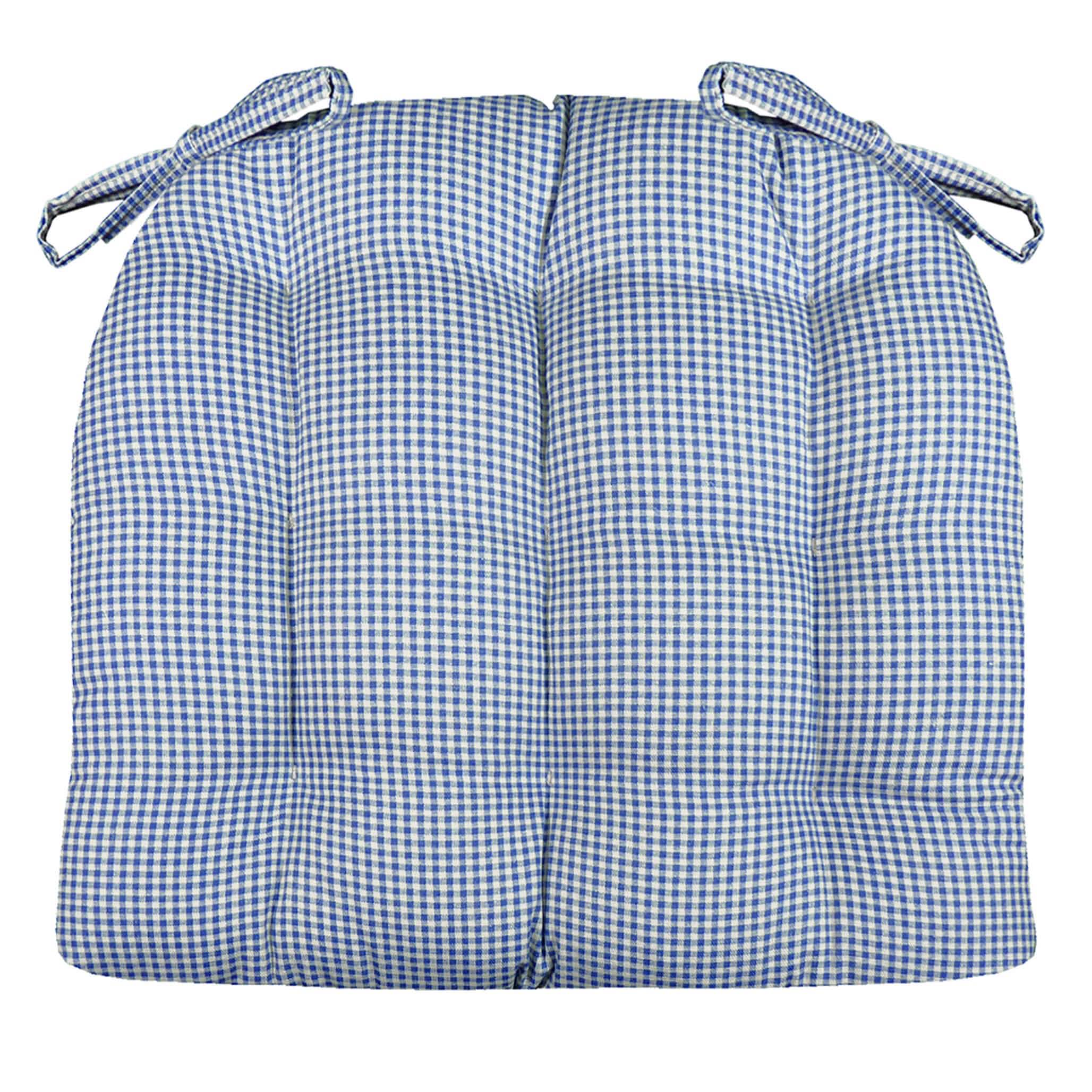 Madrid Dark Blue Gingham Dining Chair Cushions - Barnett Home Decor - Blue & White