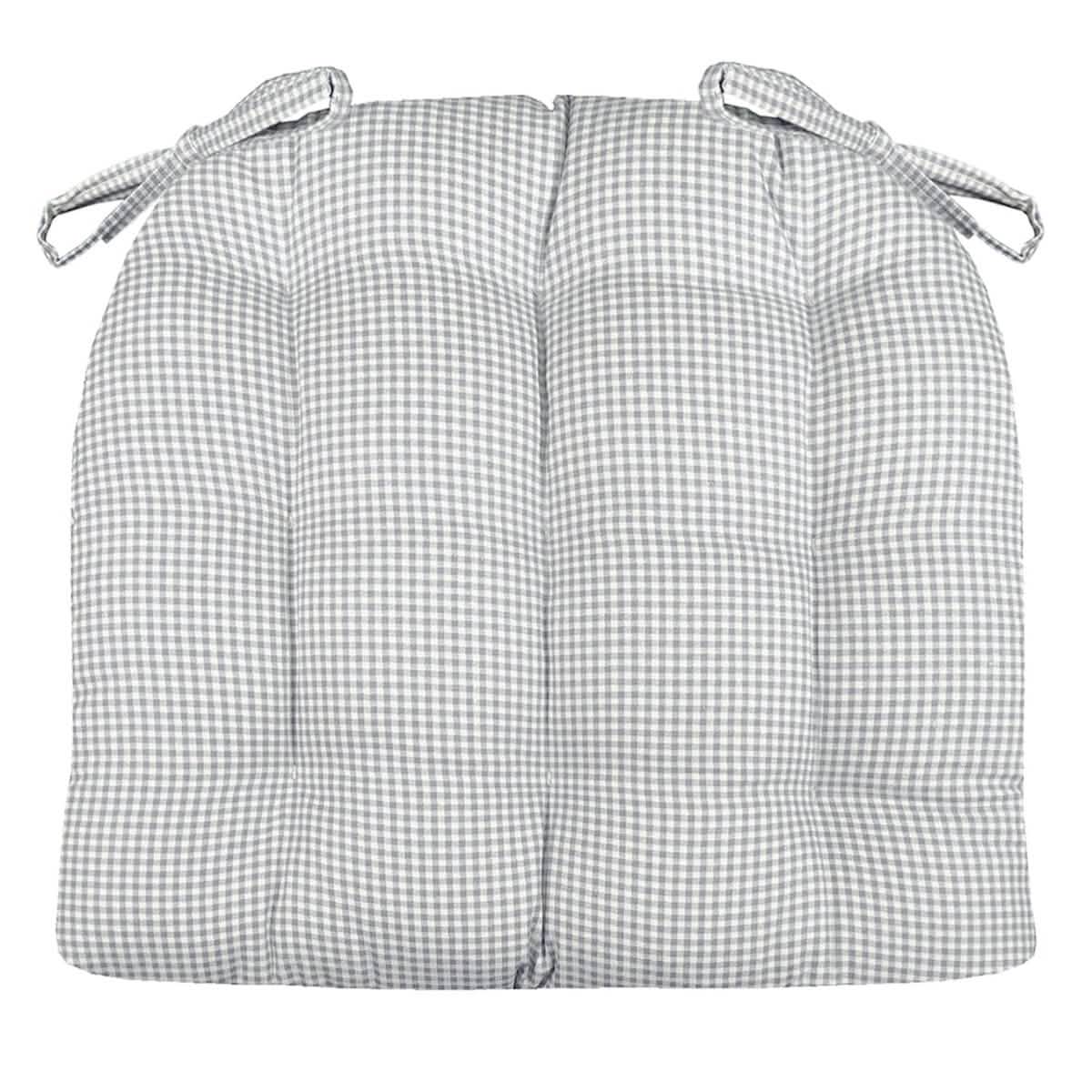 Madrid Grey Gingham Dining Chair Cushions - Barnett Home Decor - Grey & White