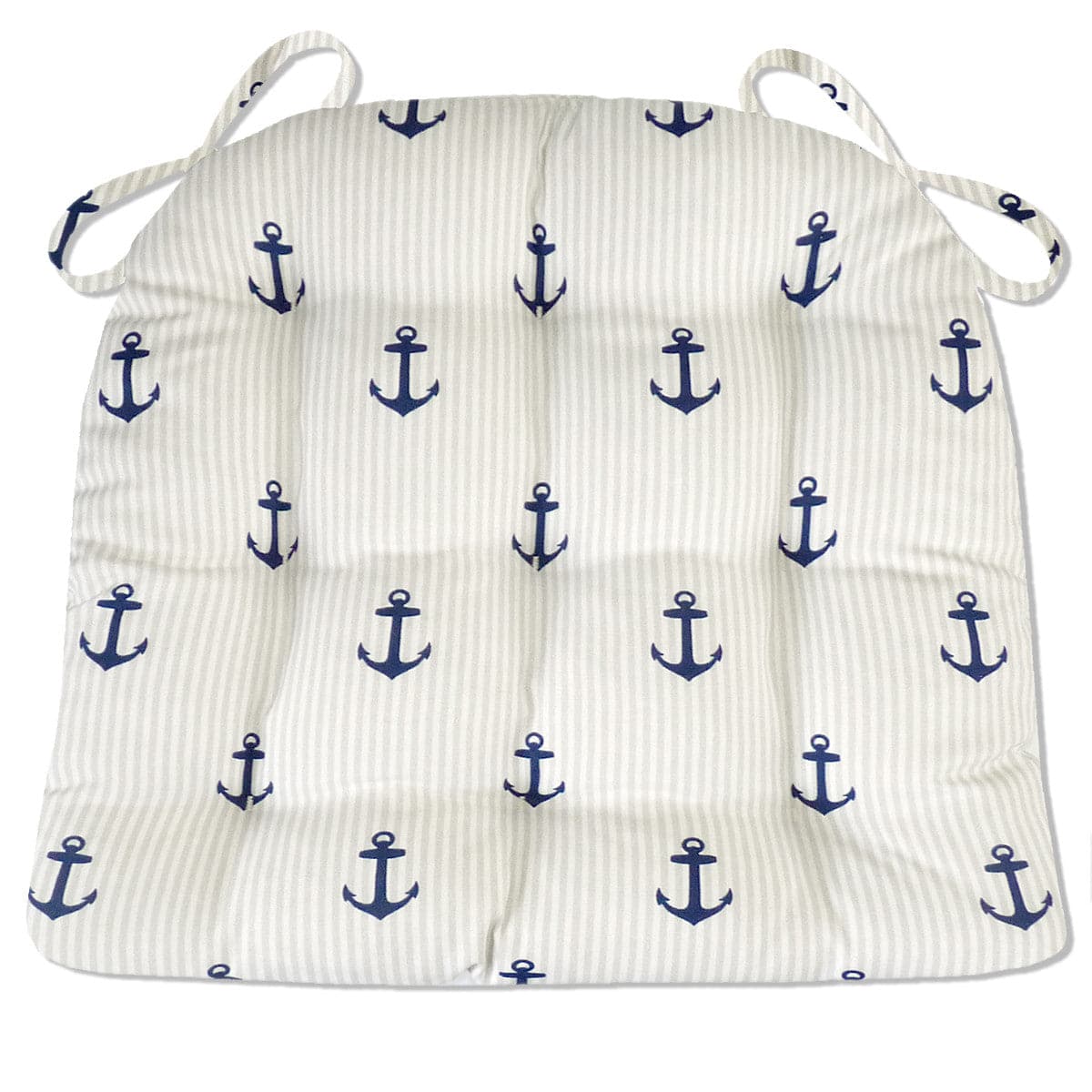 Anchors Stripe Indoor / Outdoor Dining Chair Pads - Navy Blue