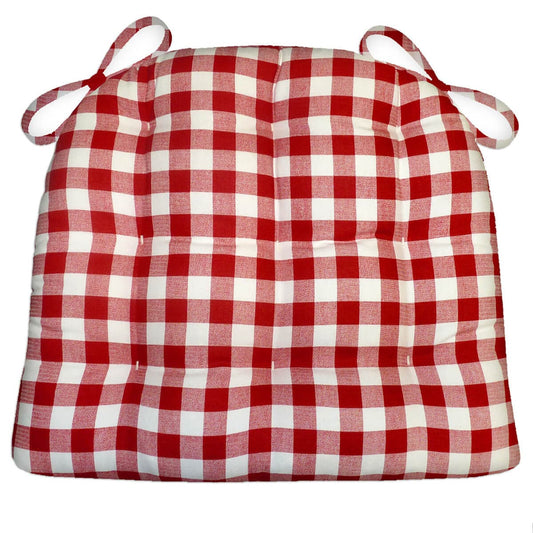 Classic Check Red Dining Chair Cushions | Barnett Home Decor | Red