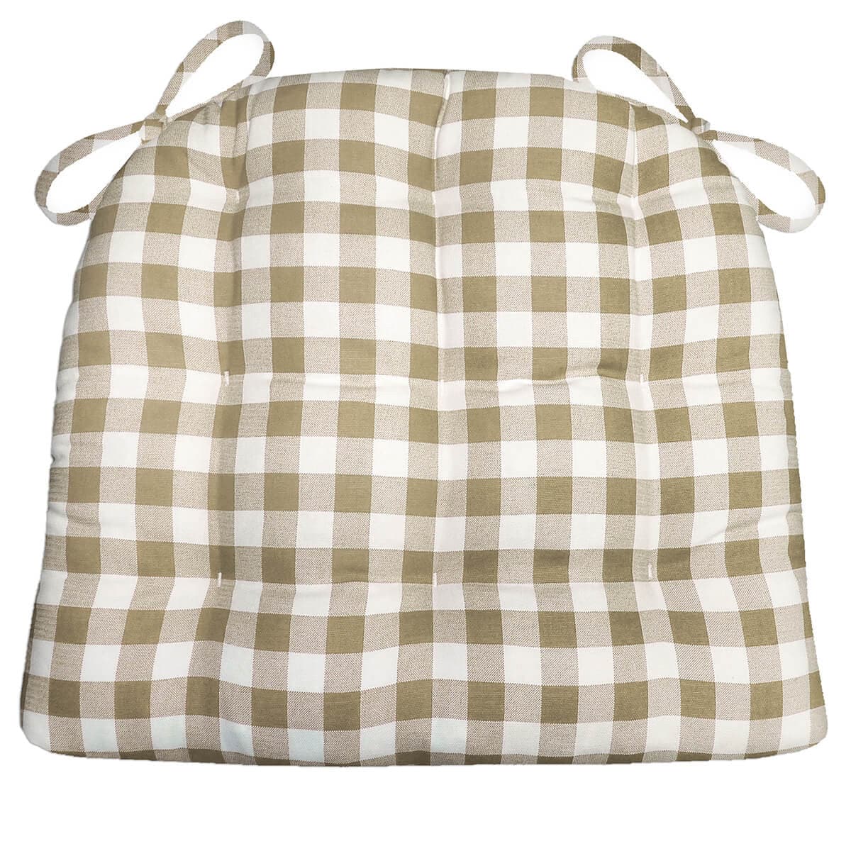 Classic Check Taupe Dining Chair Cushions | Barnett Home Decor | Taupe