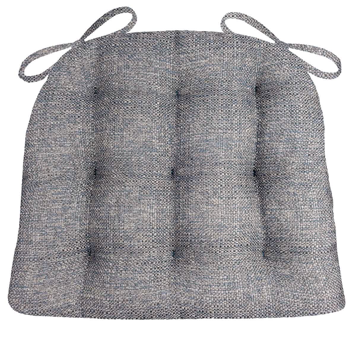Brisbane Colonial Blue Dining Chair Cushions - Barnett Home Decor - Blue - Tweed