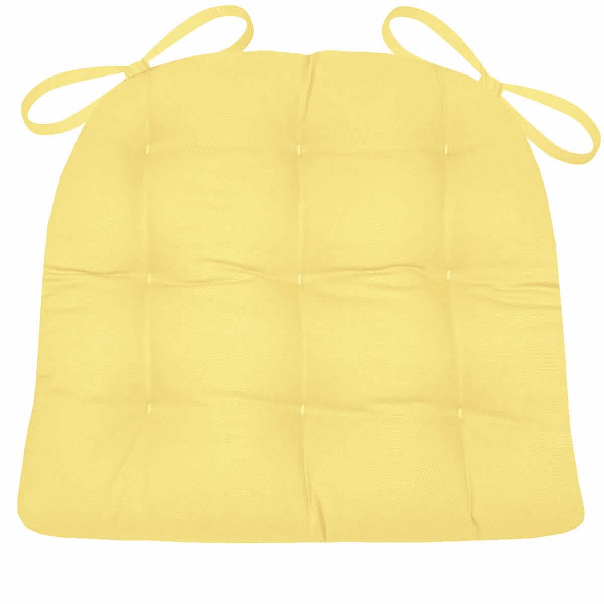 Cotton Duck Yellow dining chair pad with latex foam fill