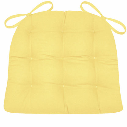 Cotton Duck Yellow Solid Color Dining Chair Pads  - Latex Foam Fill - Reversible