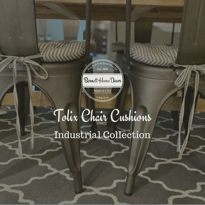 Hayden Pewter Grey Industrial Chair Cushions - Latex Foam Fill - Reversible