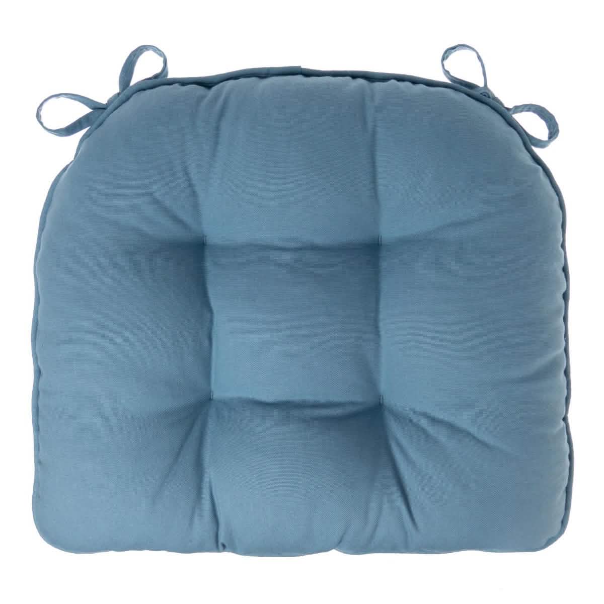 Cotton Duck Bluebell Extra-Thick Chair Pad Welted