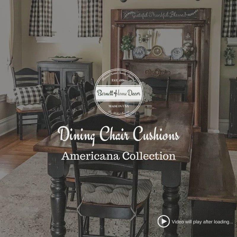 Ticking Stripe Navy Blue Dining Chair Pads - Latex Foam Fill