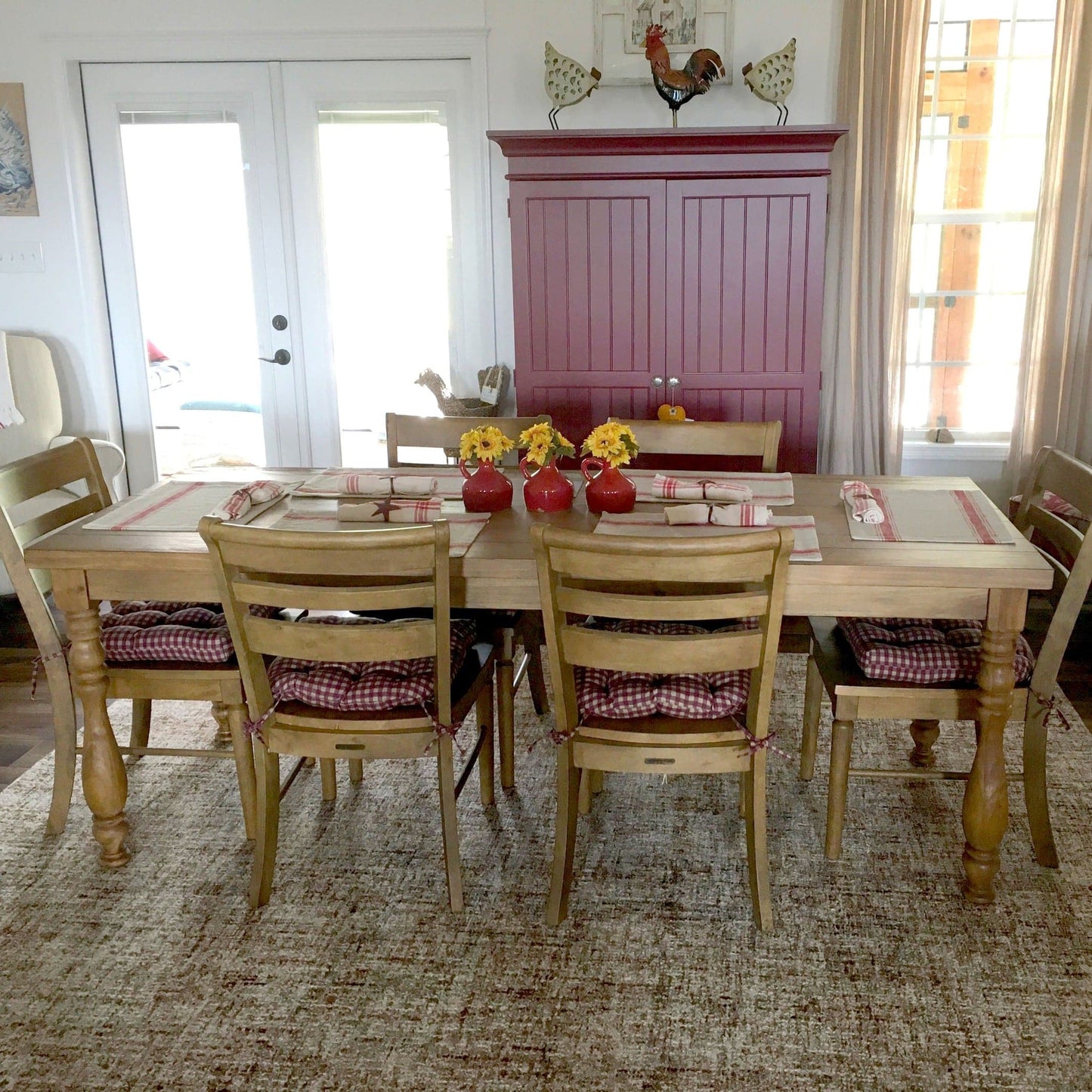 red dining room table and chairs