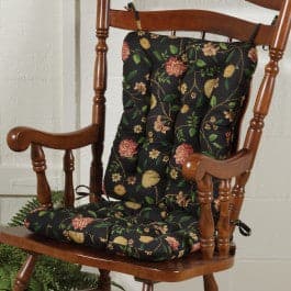 Multi Black Flowers Rocking Chair Cushion Pads