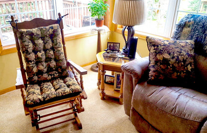 Woodlands Forest Floor Rocking Chair Cushion | Barnett Home Decor | Green, Brown, & Black