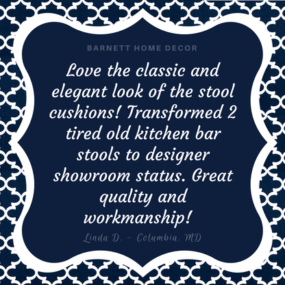 Fulton Ogee Navy Blue Indoor Outdoor Barstool Cover Customer Testimonial 