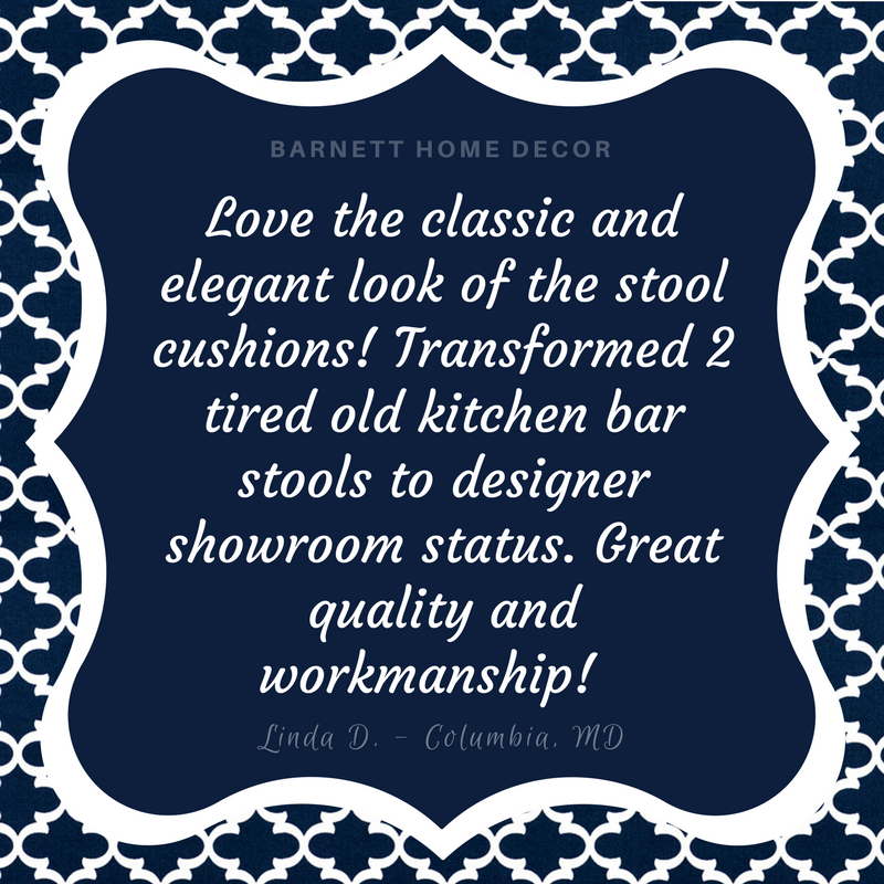 Fulton Ogee Navy Blue Indoor Outdoor Barstool Cover Customer Testimonial 