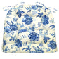 Jacobean Gem Blue Colonial Floral Print Dining Chair Pads - Latex Foam Fill - Reversible