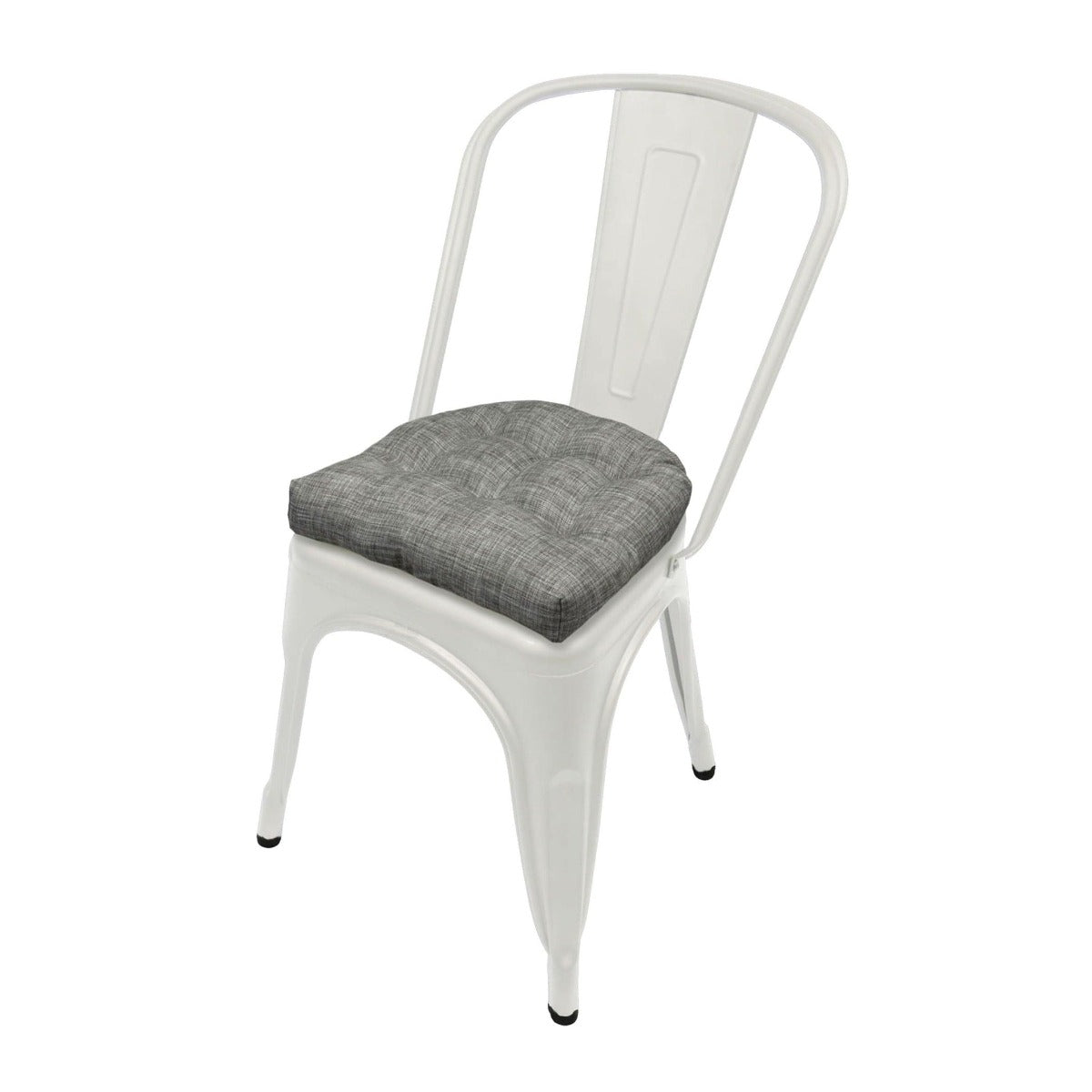 hayden gray tolix chair cushion on white metal chair - barnett home decor