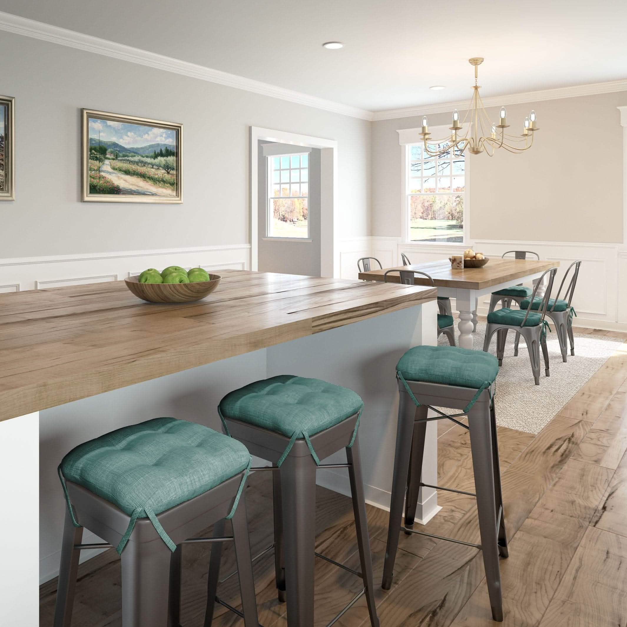 Aqua square stool cushions