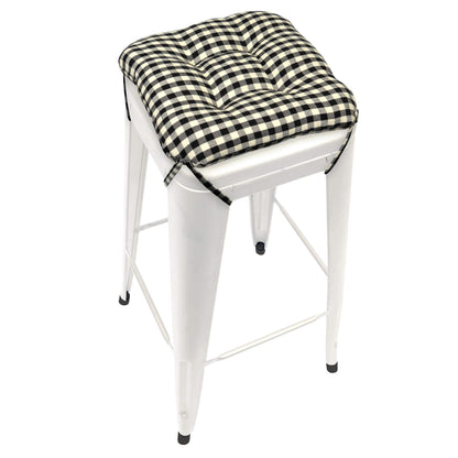 Farmhouse Check Black & White Square Industrial Bar Stool Cushion - Latex Foam Fill - Barnett Home Decor 