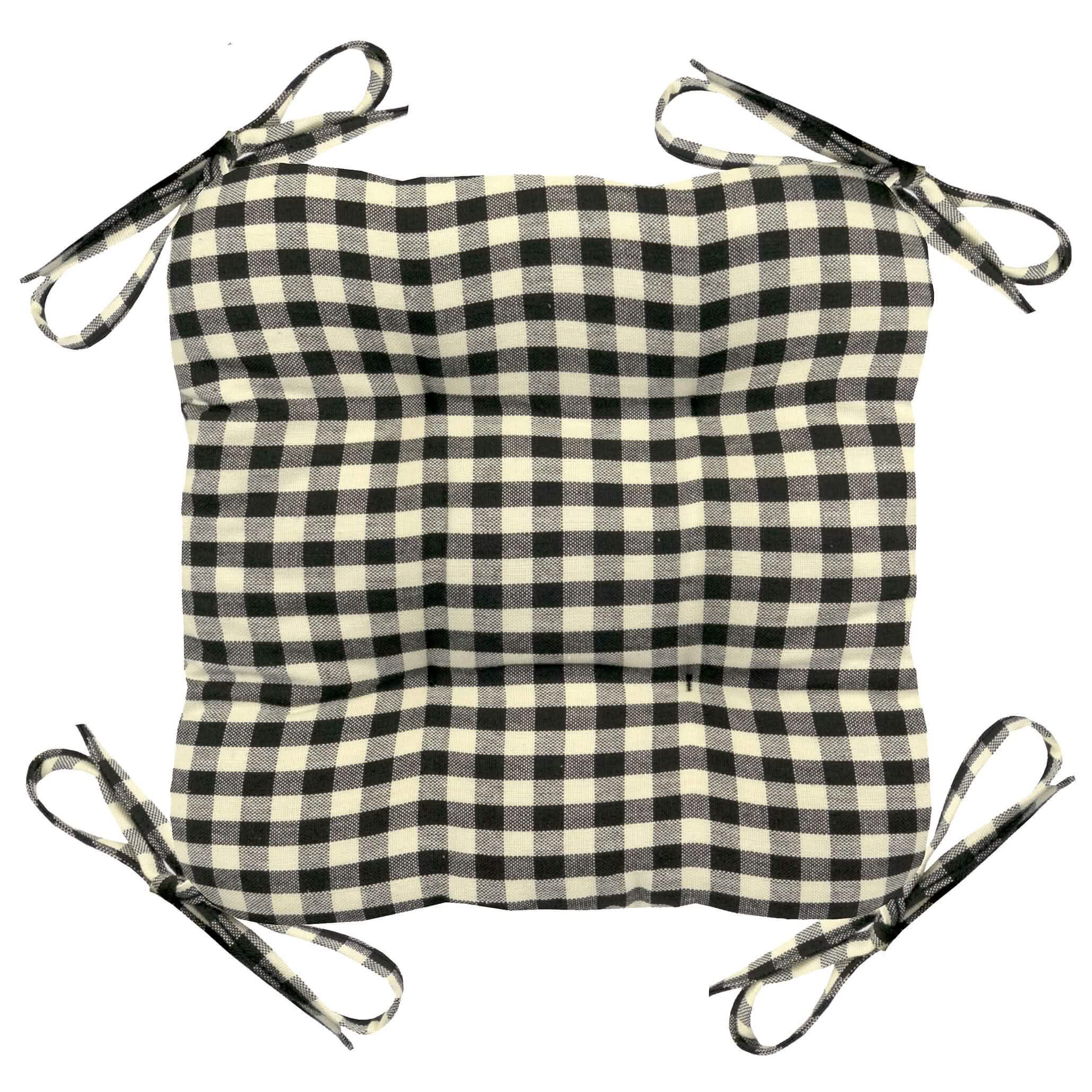 Farmhouse Check Black & White Square Industrial Bar Stool Cushion - Latex Foam Fill - Barnett Home Decor 