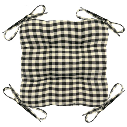 Farmhouse Check Black & White Square Industrial Bar Stool Cushion - Latex Foam Fill - Barnett Home Decor 