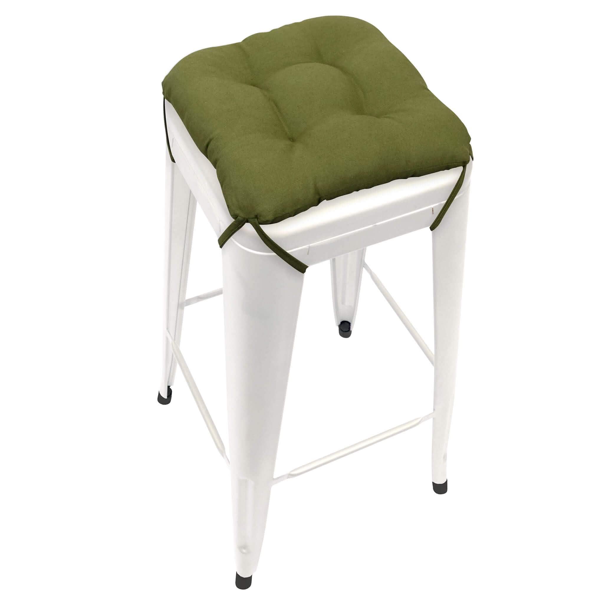 Cotton Duck Boxwwod Green Square Industrial Bar Stool Cushion - Latex Foam Fill - Barnett Home Decor 