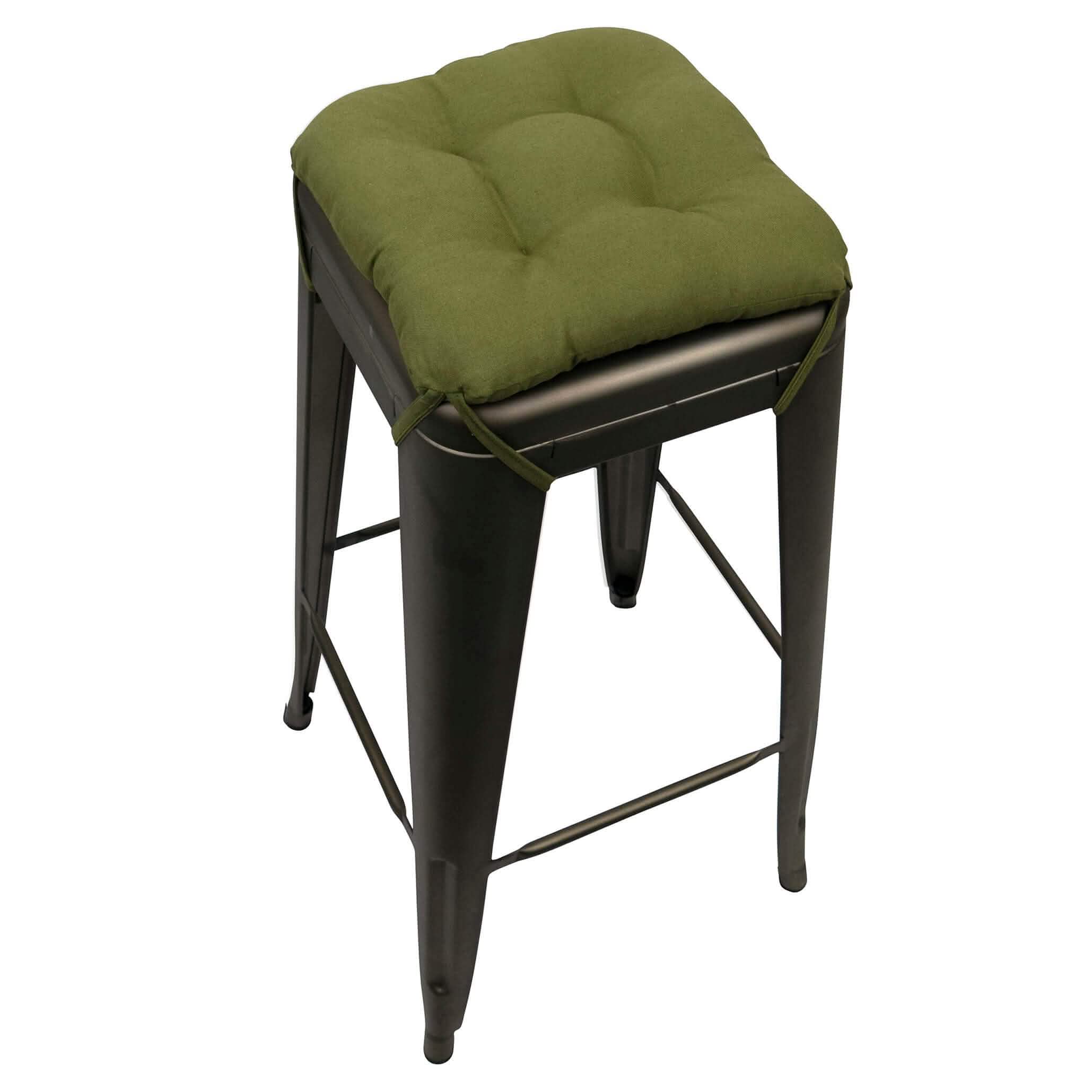 Cotton Duck Boxwwod Green Square Industrial Bar Stool Cushion - Latex Foam Fill - Barnett Home Decor 