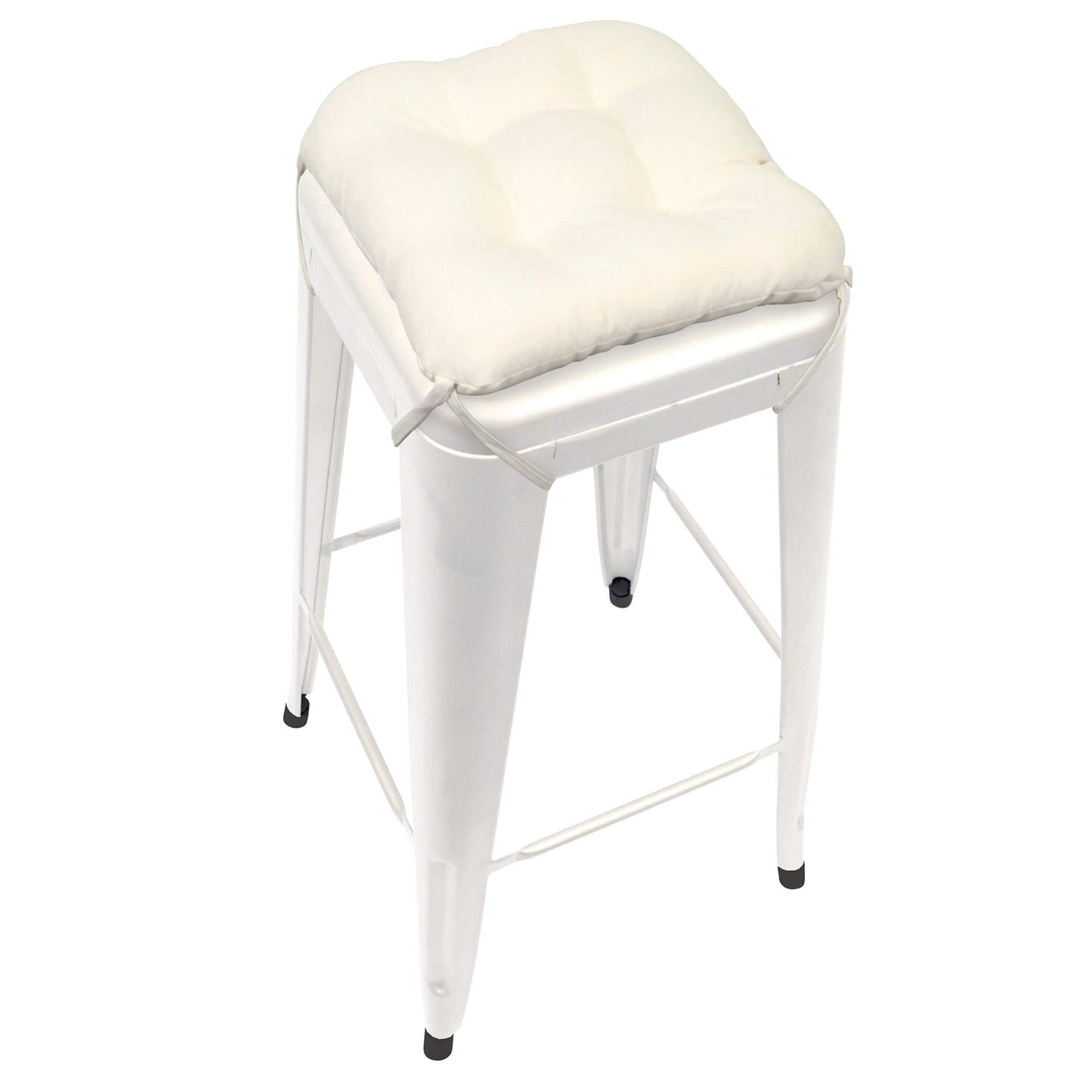 Cotton Duck Natural Square Industrial Bar Stool Cushion - Latex Foam Fill - Barnett Home Decor - Cream - White