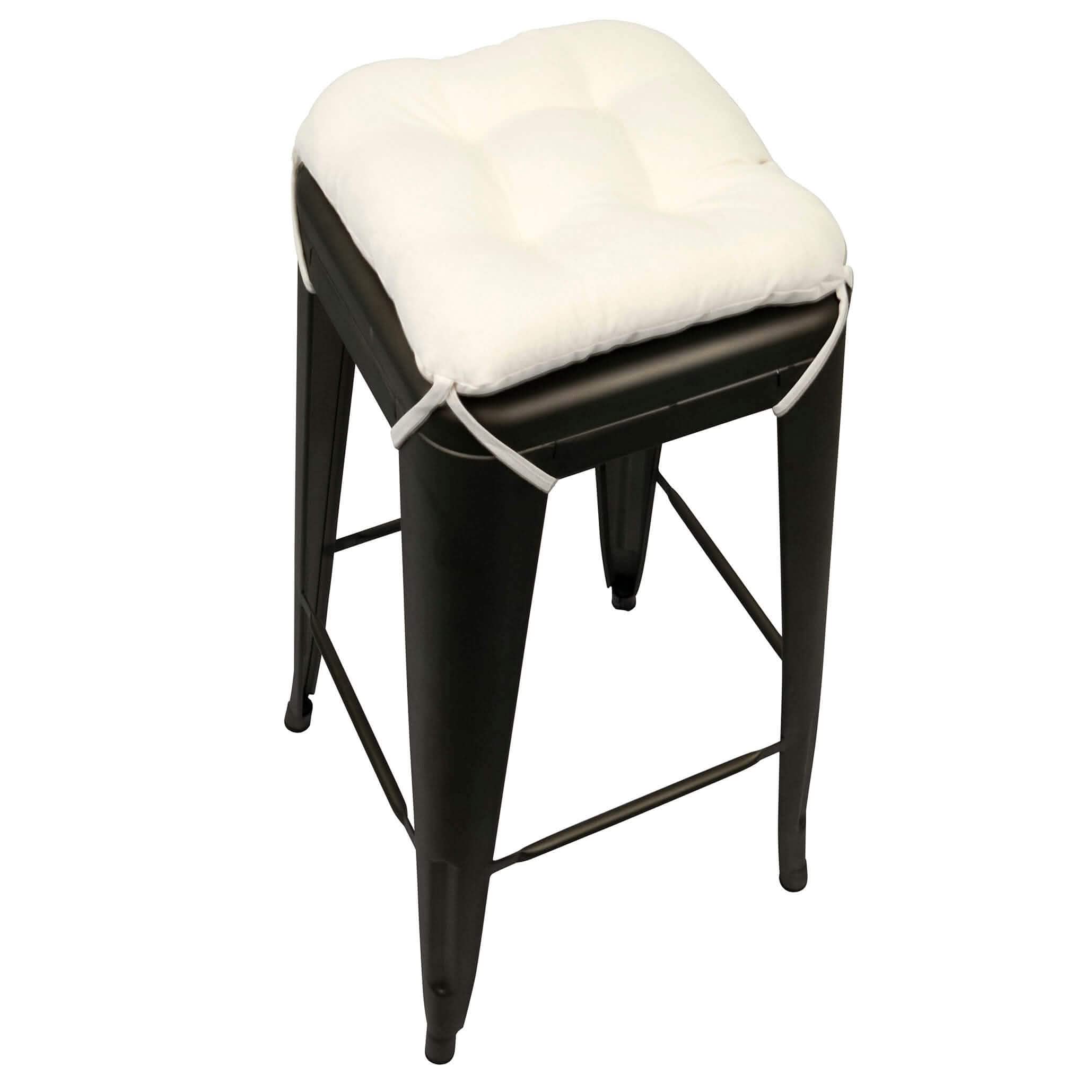 Cotton Duck Natural Square Industrial Bar Stool Cushion - Latex Foam Fill - Barnett Home Decor - Cream - White