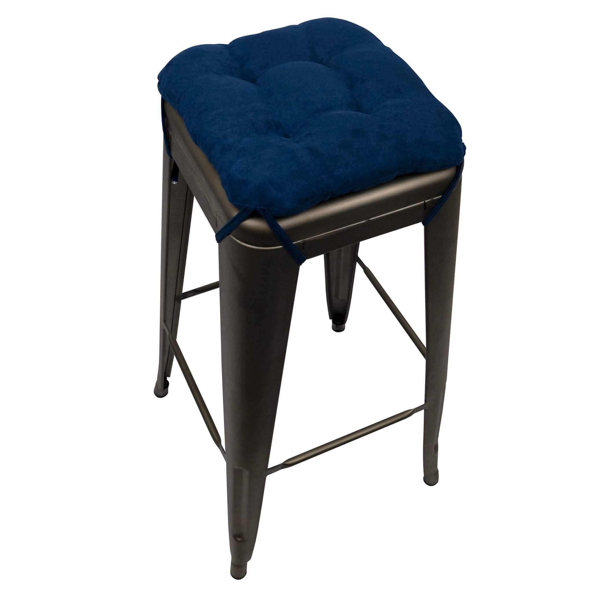 Micro-suede Royal Blue Square Industrial Bar Stool Cushion - Latex Foam Fill - Barnett Home Decor 