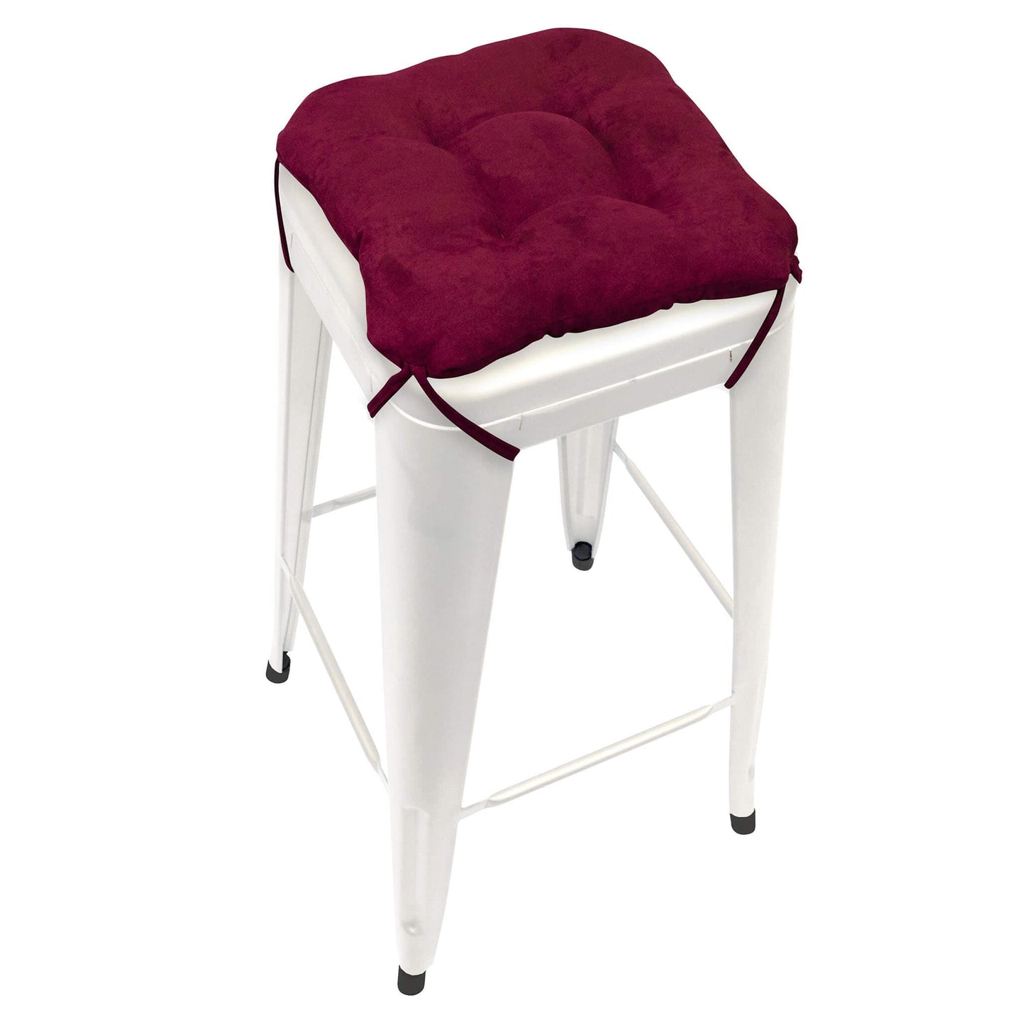 Micro-suede Claret Red Square Industrial Bar Stool Cushion - Latex Foam Fill - Barnett Home Decor - Wine Red