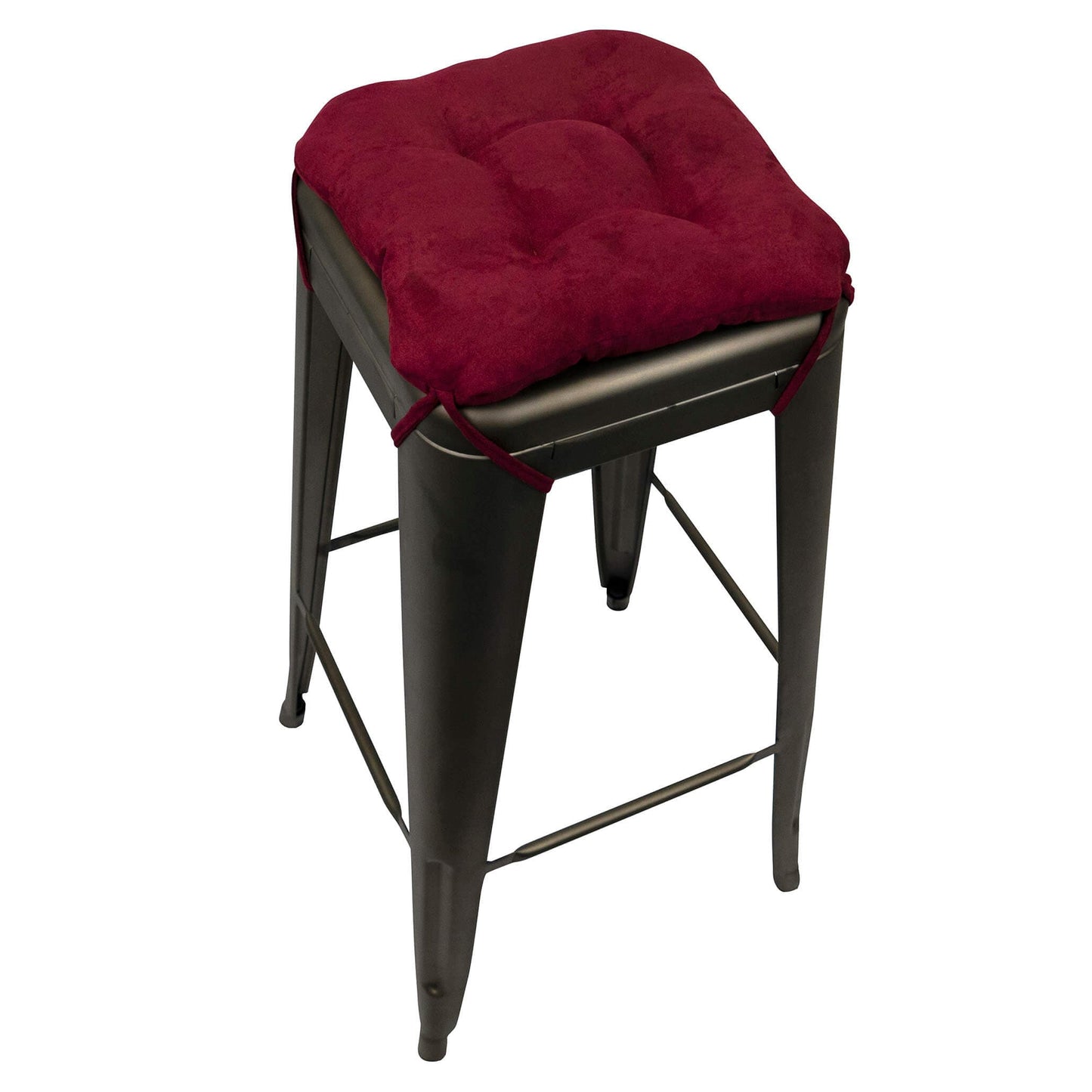 Micro-suede Claret Red Square Industrial Bar Stool Cushion - Latex Foam Fill - Barnett Home Decor - Wine Red