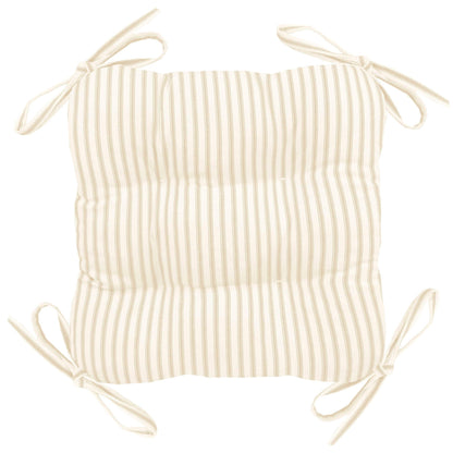Ticking Stripe Natural Square Industrial Bar Stool Cushion - Latex Foam Fill - Barnett Home Decor