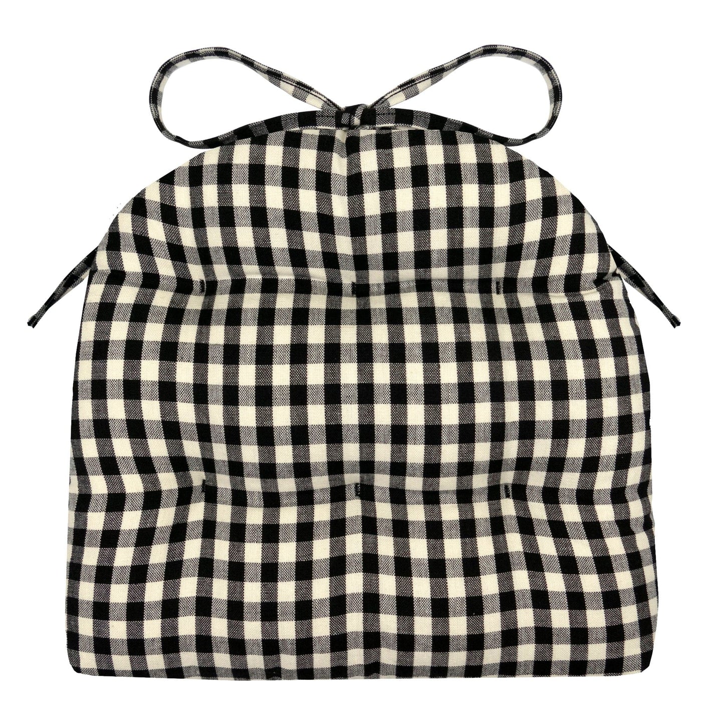 Farmhouse Check Black & White Industrial Chair Cushion - Latex Foam Fill - Barnett Home Decor 