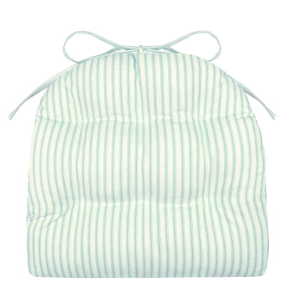 Ticking Stripe Aqua Industrial Chair Cushion - Latex Foam Fill - Barnett Home Decor 
