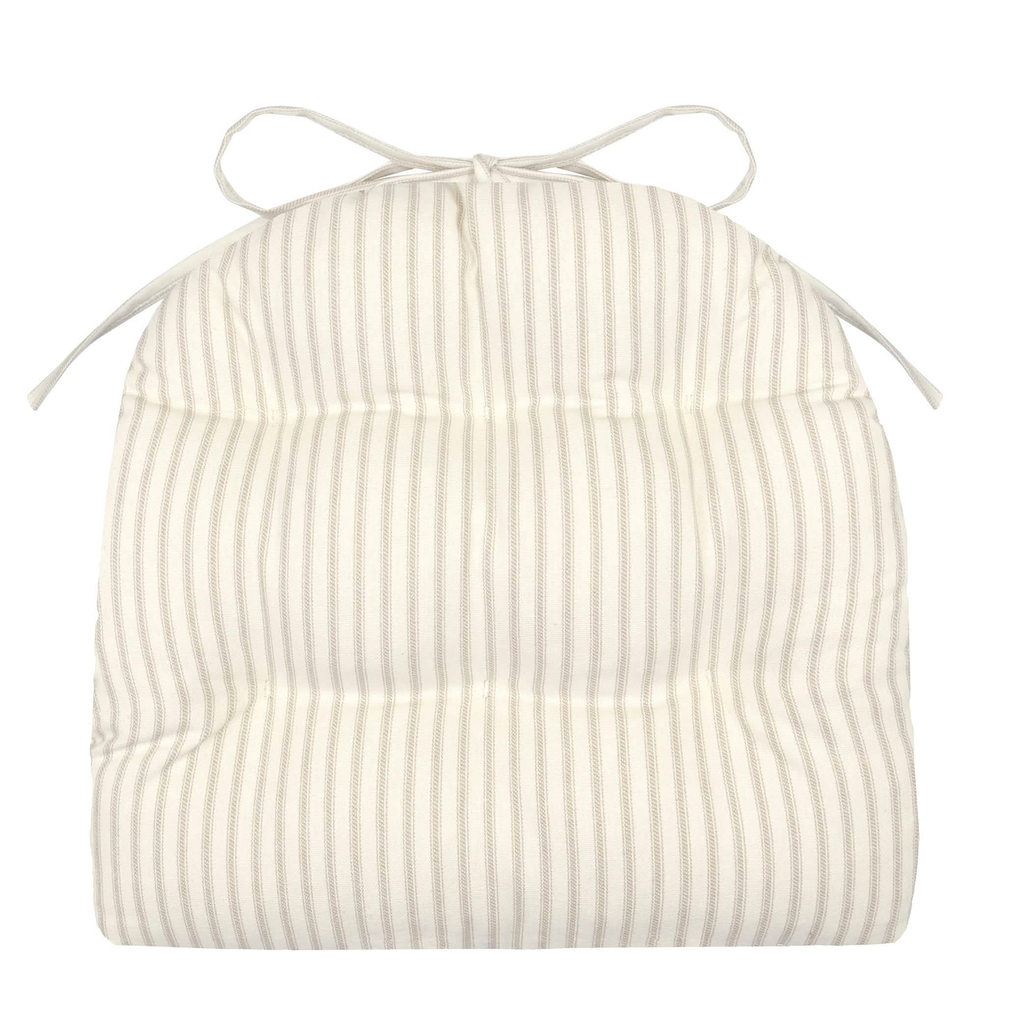 Ticking Stripe Natural Industrial Chair Cushion - Latex Foam Fill - Barnett Home Decor 