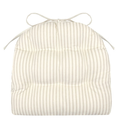 Ticking Stripe Natural Industrial Chair Cushion - Latex Foam Fill - Barnett Home Decor 
