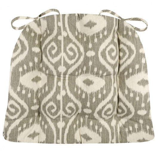 Bali Ikat Stone Dining Chair Cushions - Barnett Home Decor - Gray & Ivory 