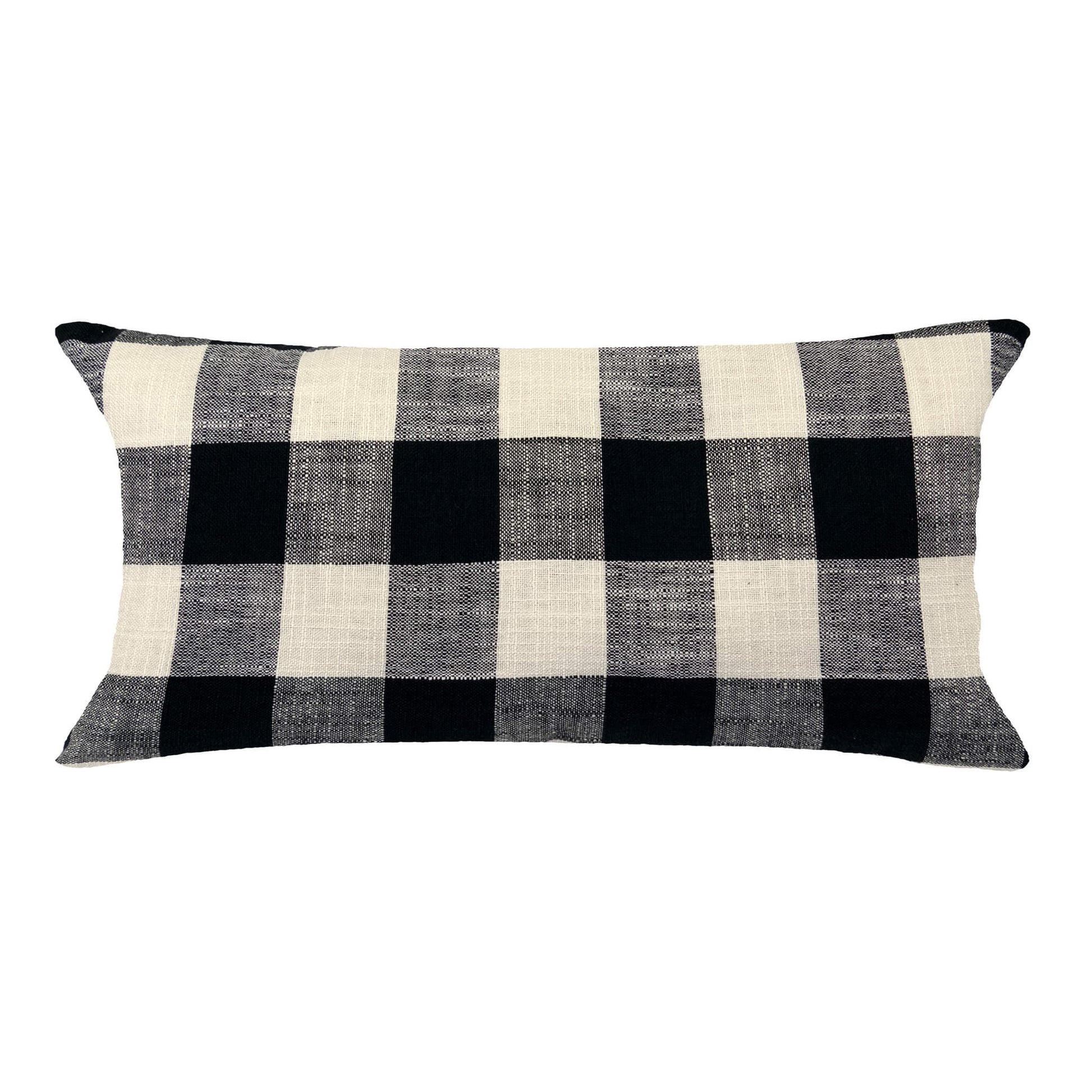 Barnett Home Decor - Black and White Buffalo Check Lumbar Pillow
