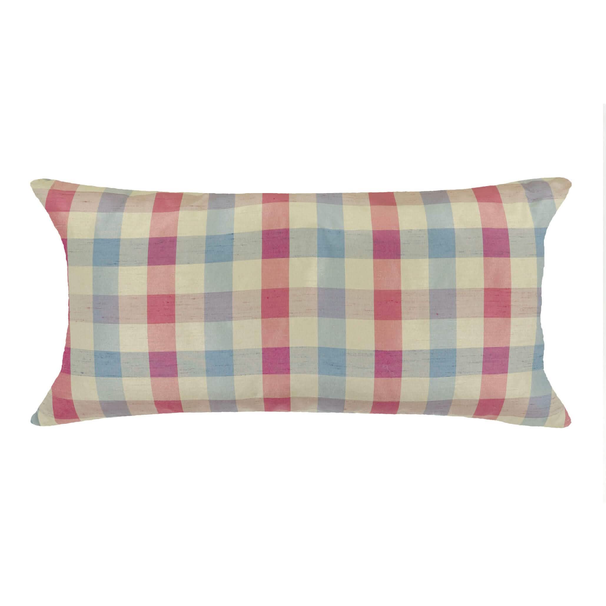 Silky Plaid Winterberry Decorative Lumbar Pillow - 12 x 24 or 12 x 40 Rectangle Bolster