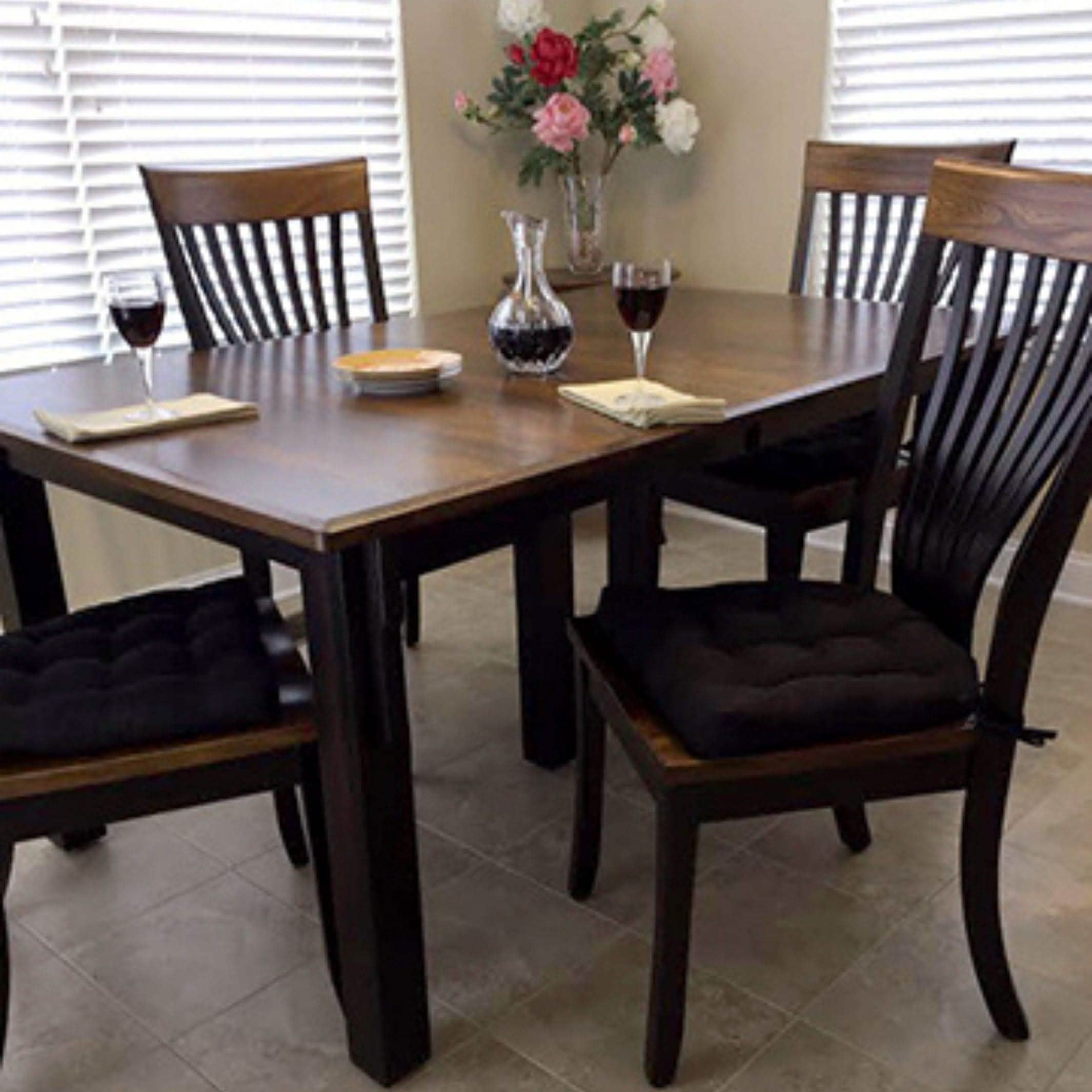 Micro-Suede Black Dining Chair Cushions - Barnett Home Decor - Black - Obsidian - Onyx