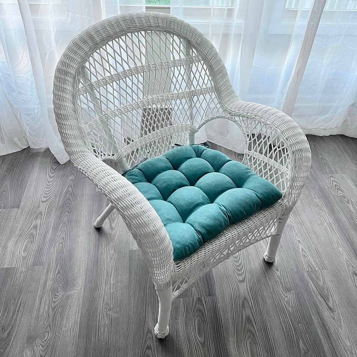Micro-Suede Turquoise Dining Chair Pads - Latex Foam Fill - Solid Color Microfiber Ultra-Suede
