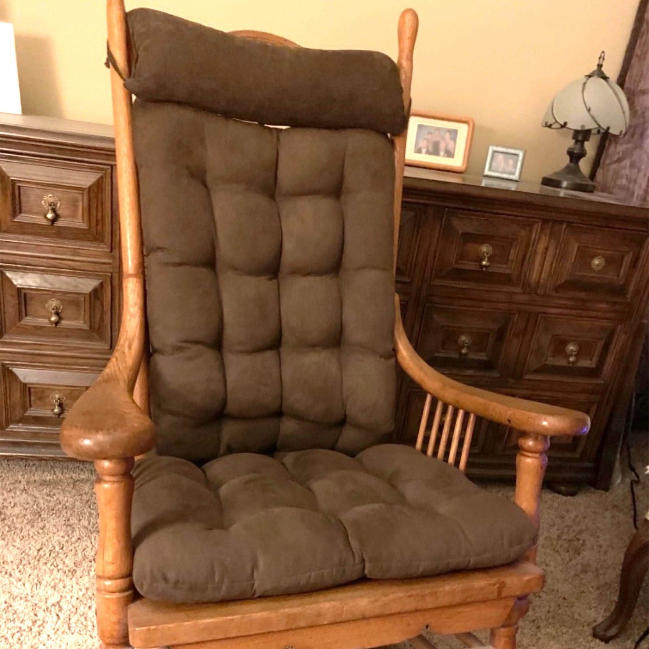 Brown and Soft Rocking Chair Cushion Pads