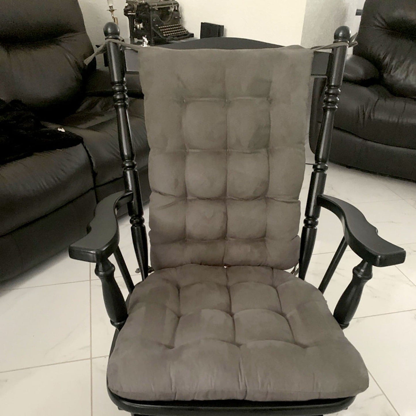 Soft Metal Grey Rocking Chair Cushion Pads