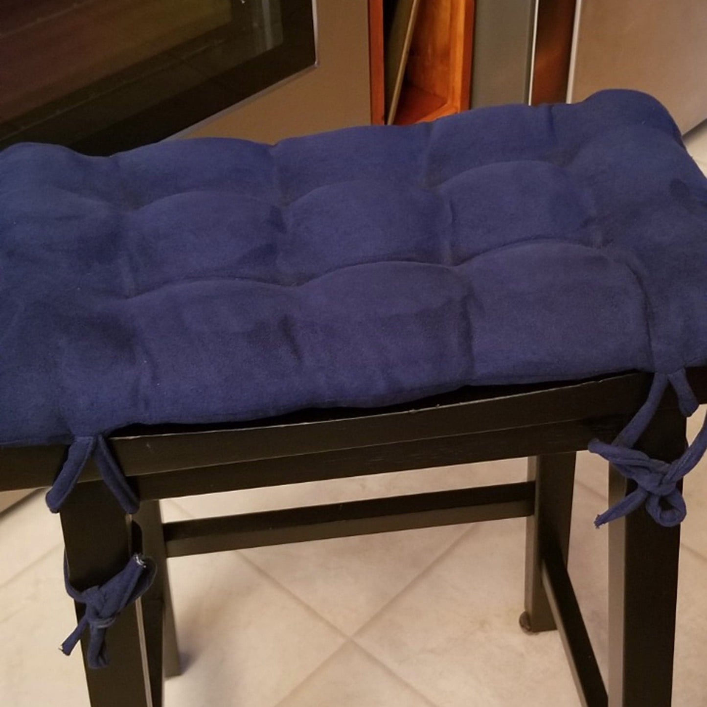 Micro-Suede Royal Blue Saddle Stool Cushions - Gaucho Stool  / Satori Seat Cushions