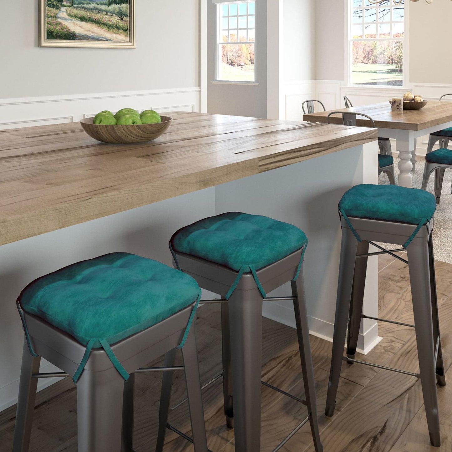 Micro-suede Turquoise Square Industrial Bar Stool Cushion - 12"