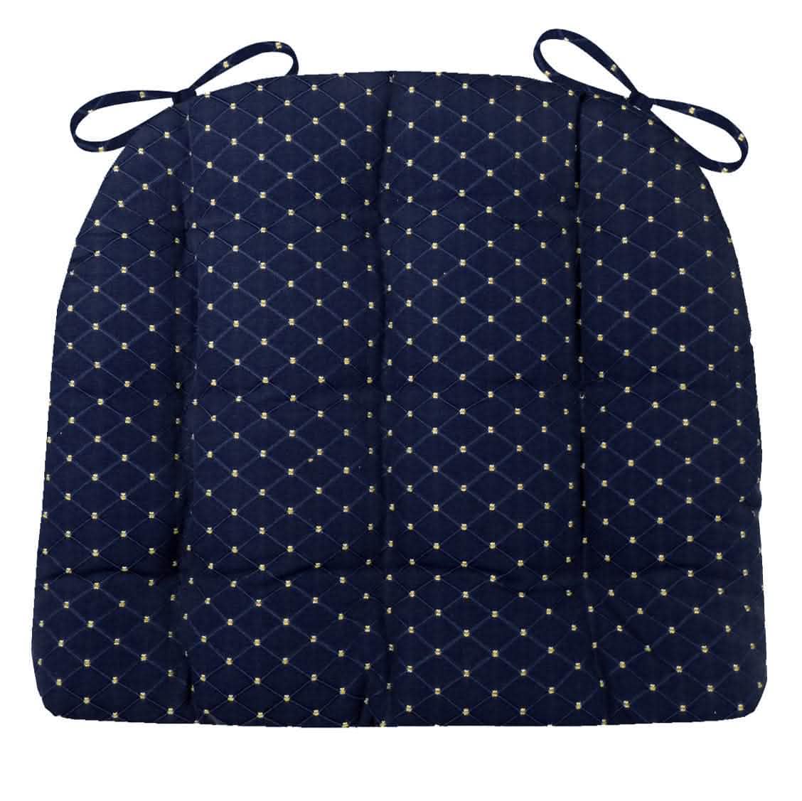 Tiffany Navy Blue Brocade Dining Chair Cushions | Barnett Home Decor | Navy Blue