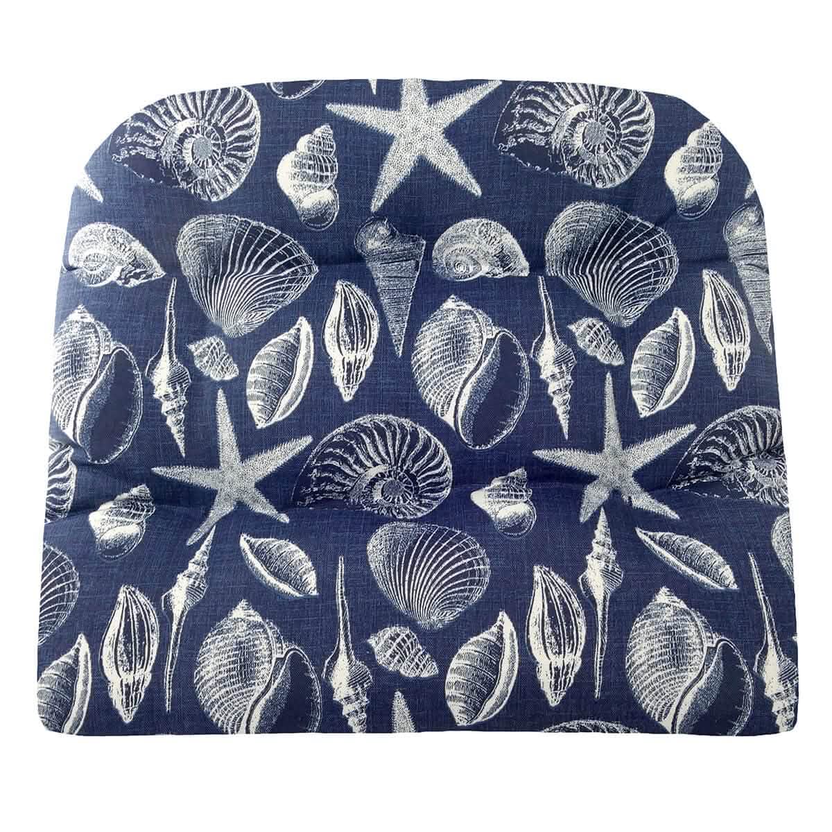 Shoreline Navy Blue Patio Chair Cushions | Wicker Chair Cushions - Adirondack Chair Cushions | Barnett Home Decor | Navy Blue & White | Aquatic | Oceanic | Coastal | Beach