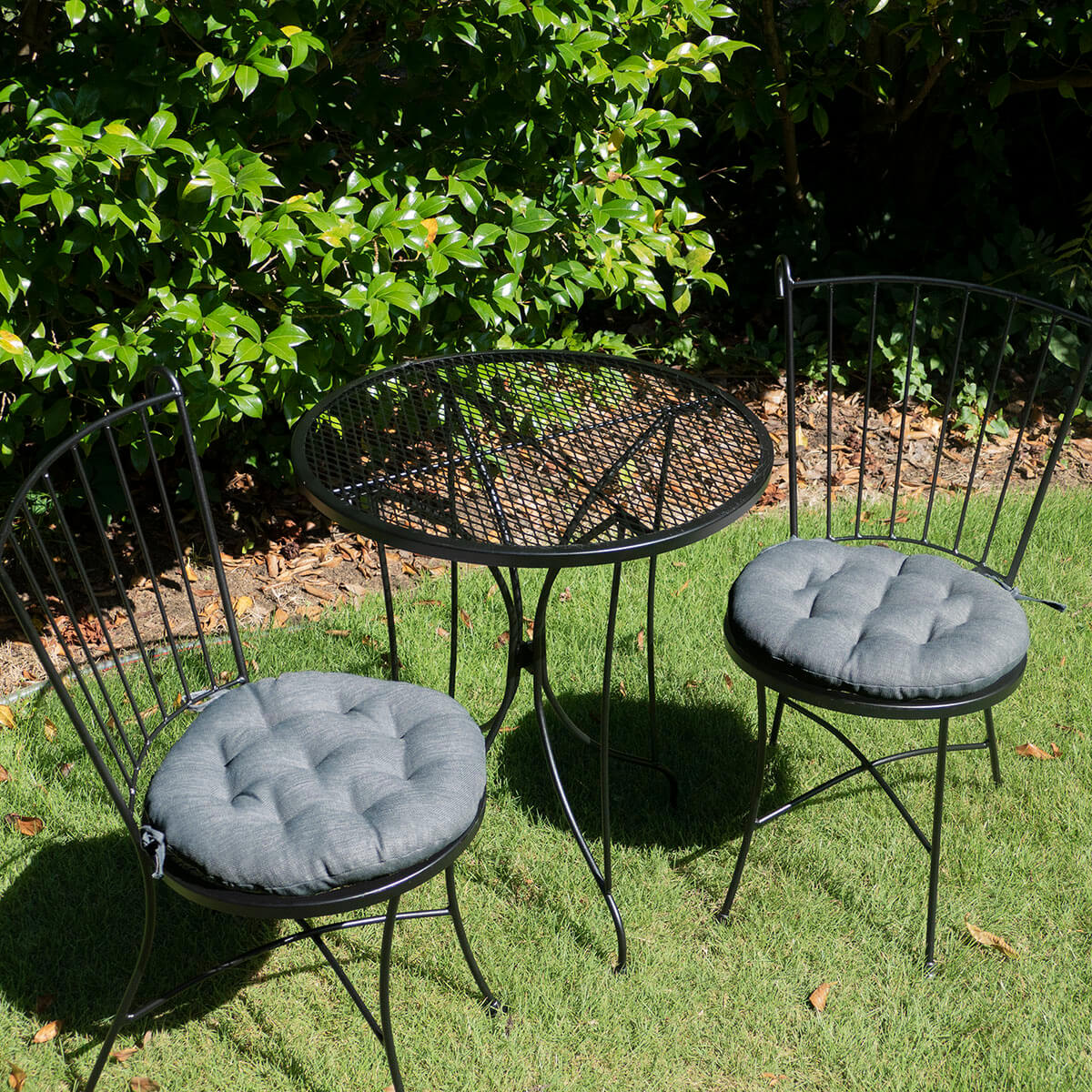 Bistro Chair Cushion - Rave Graphite Grey - 16 Round Chair Pad - Indo