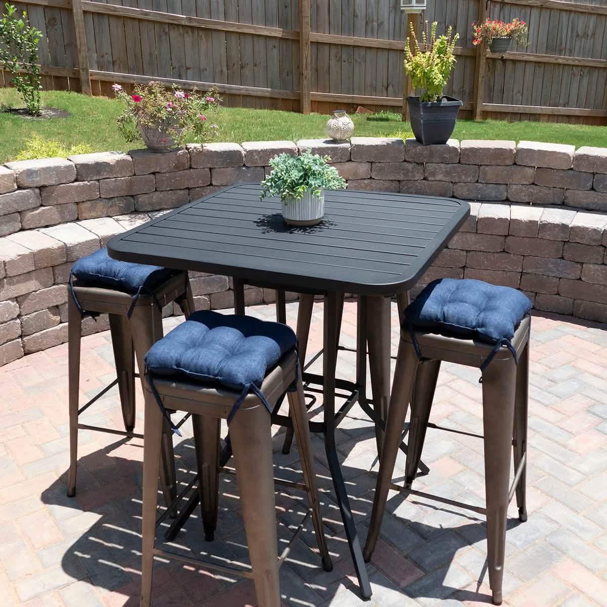 Rave Indigo Blue Square Industrial Bar Stool Cushion - 12"