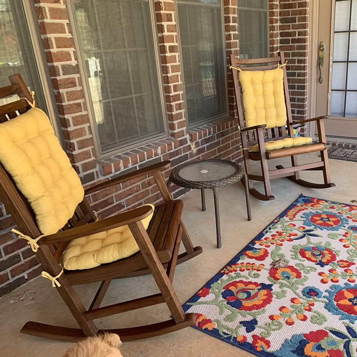 Bright Yellow Rocking Chair Cushion Pads