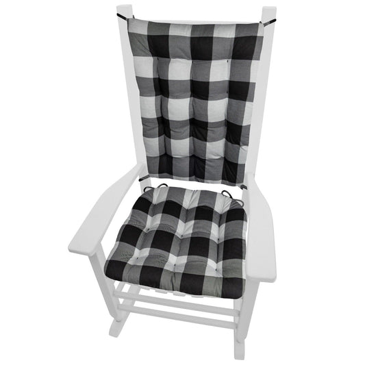 Buffalo Check Black and Grey Rocking Chair Cushions - Barnett Home Decor - Black & Gray Buffalo Plaid